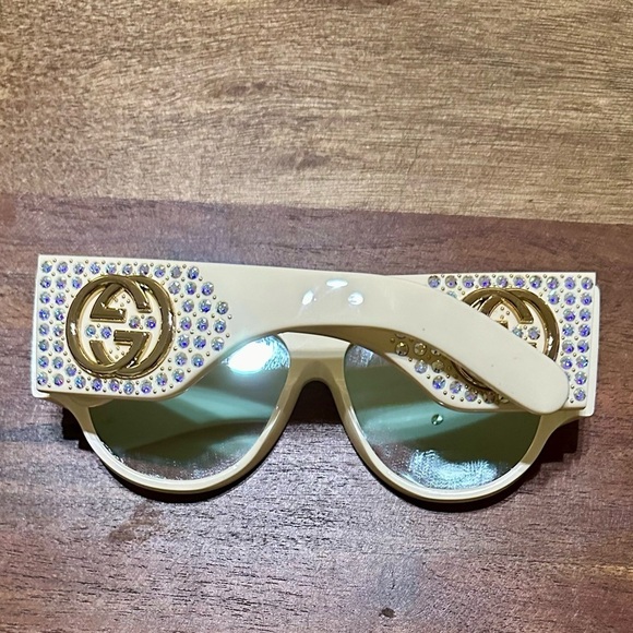 GUCCI GG 135mm Crystal mirror Off white Oversized Sunglasses main image 9